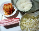韓国家庭の豚肉＆キムチの炊き込みご飯作り方2写真