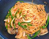 ひき肉と舞茸のナポリタン作り方5写真