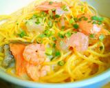 タラコとサーモンのシーフードパスタ作り方3写真