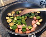 茄子とピーマンとウィンナーの甘味噌炒め作り方3写真