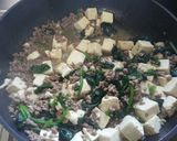 簡単！ほうれん草とひき肉の、あんかけ豆腐作り方5写真