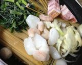 冷蔵庫余り物で、野菜 ベーコン パスタ作り方1写真