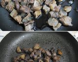 ピザ風♪甘辛すじ肉とチーズのかた焼きそば作り方2写真