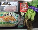 小松菜とベーコンのペペロンチーノ風焼そば作り方1写真