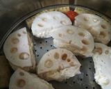 ヘルシーで豪華レンコンの鶏ひき肉はさみ蒸作り方6写真