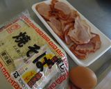 焼き豚卵飯風やきそば作り方1写真