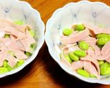 綺麗✨枝豆とハムと温泉卵のサラダ作り方3写真
