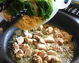 菜の花と鶏肉のペペロンチーノ！春パスタ♪作り方13写真