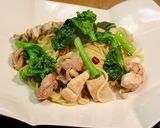菜の花と鶏肉のペペロンチーノ！春パスタ♪作り方15写真