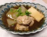 大根と鶏肉団子の煮物作り方5写真