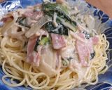 ☆小松菜とベーコンのクリームパスタ☆作り方8写真