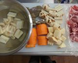 うちの夕飯　豚肉筑前煮風作り方1写真