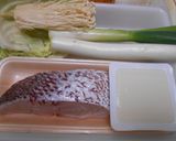真鯛の切り身と豆腐の長葱蒸し・味ぽん添え作り方1写真