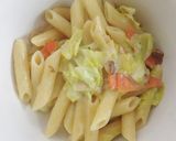 焦がしニンニク梅チーズ味の野菜パスタ作り方5写真