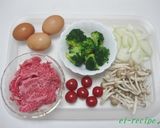 牛肉とブロッコリーのオープンオムレツ作り方1写真
