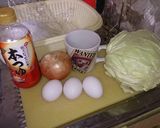 キャベツと肉団子(市販品)の卵とじ作り方1写真