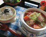 プチッとひとりランチ♡葱・トマ・鶏スープ作り方12写真