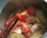 プチッとひとりランチ♡葱・トマ・鶏スープ作り方8写真