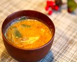 舞茸と崩し豆腐のすりゴマ豆乳味噌汁作り方4写真