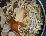 豚ばら肉と豆腐ときのこ煮の丼ぶり作り方6写真