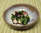 旬の菜花とタコの辛子酢味噌和え　簡単！作り方3写真