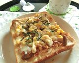 エリンギ×コーンのわさびおかかトースト作り方5写真
