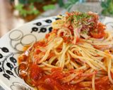 レンジで簡単♡カニカマトマトソースパスタ作り方6写真