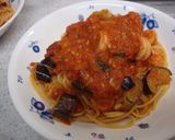 ナスとエビのピリ辛本格トマトパスタ作り方10写真