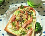 春キャベ×新玉×ハムの和トースト作り方5写真