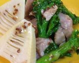 鶏と菜の花と筍の春色粒マスタード炒め作り方6写真