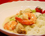 旨！海老と帆立の和風クリームソース丼作り方4写真