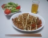 野菜たっぷりうどん焼きそば【自炊4食目】作り方10写真