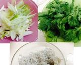 春菊・ねぎ・しらすの簡単炒め作り方1写真
