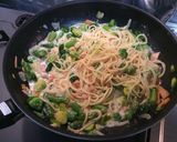 サーモンと芽キャベツのクリームパスタ作り方4写真