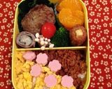 キャラ弁 時短簡単ご飯 花の2色弁当作り方4写真
