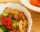 簡単✩オクラ梅肉の生姜焼き作り方3写真