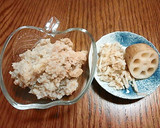 菜の花とレンコンのヘルシーチヂミ作り方1写真