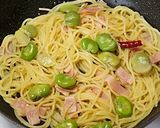春味♪空豆とベーコンの塩スパゲッティ作り方5写真