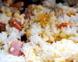 時短簡単ランチ☆卵とウインナーの炒めご飯作り方5写真