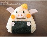 簡単キャラ弁＊三角おにぎりのブタさん♪作り方3写真