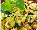 大人味♪塩昆布と三つ葉の炒飯*山葵風味作り方6写真
