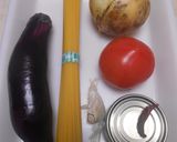 新玉葱と茄子とツナ缶のパスタ・トマト添え作り方1写真