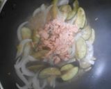 新玉葱と茄子とツナ缶のパスタ・トマト添え作り方11写真