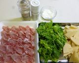 春野菜（菜花・筍）と豚肉のオイスター炒め作り方1写真