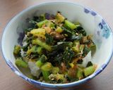 佐波賀だいこんの葉・茎の佃煮をのせて作り方6写真