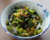 佐波賀だいこんの葉・茎の佃煮をのせて作り方6写真