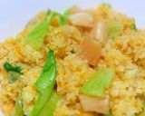 生ホタテ（老酒醤油漬け）とレタスの炒飯作り方4写真