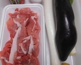 豚小間肉と茄子の味噌炒め、のせご飯作り方1写真