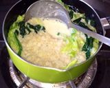 焼鮭とキャベツの豆乳スープご飯作り方4写真