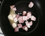 水菜とベーコンの和風うどん作り方3写真